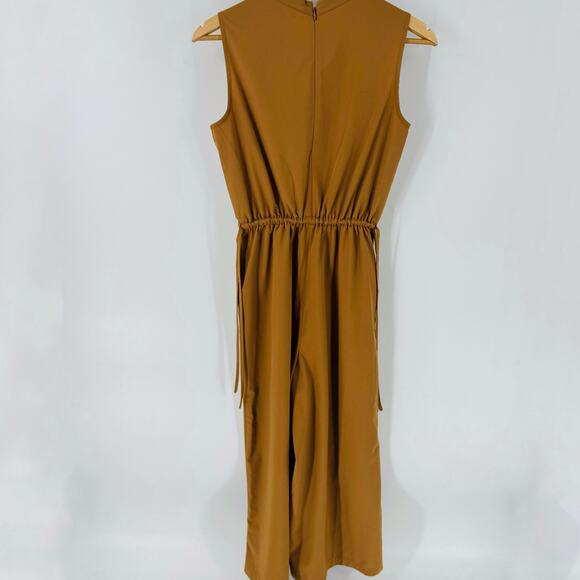 Calvin Klein Brown Sleeveless Wide Leg Jumpsuit Size 2 Minimalist Workwear Chic - Picture 3 of 8